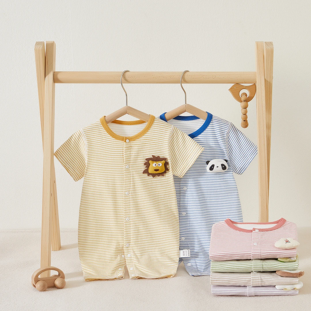 婴儿衣服夏款薄款纯棉a类新生儿无骨短袖哈衣出生幼儿宝宝哈衣