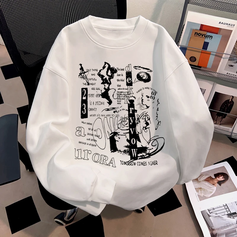 jtrt潮牌美式嘻哈印花男女秋冬季重磅纯棉圆领长袖打底衫情侣上衣