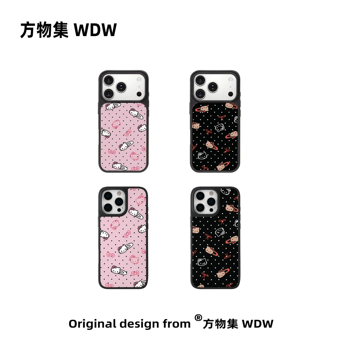 方物集WDW丨波点hello kitty丨磁吸超薄光油手机壳适用iphone17