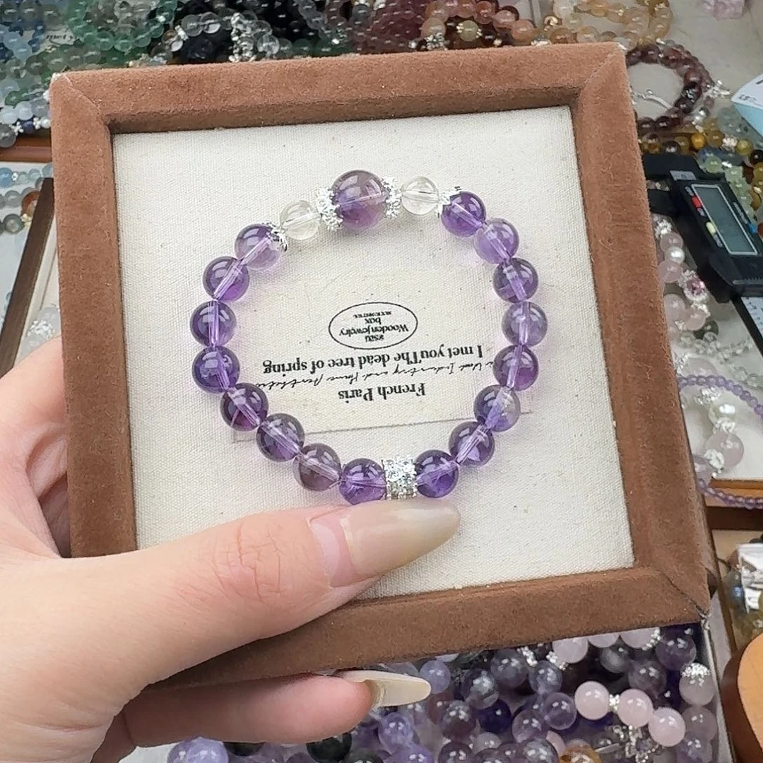 烟晶手链银S925镶嵌好