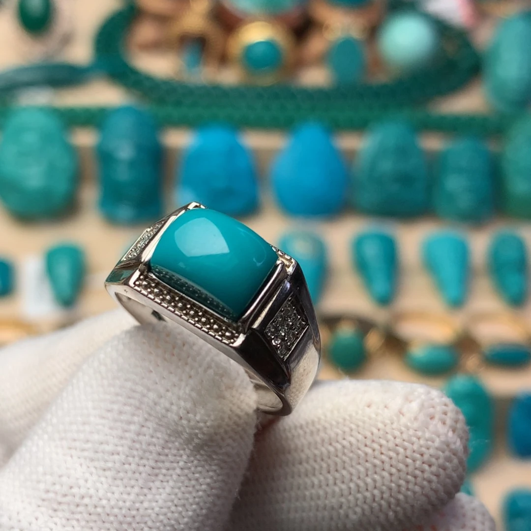 绿松石银S925镶嵌戒指