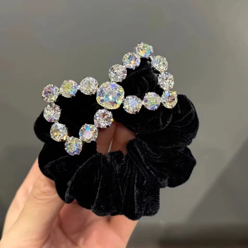 韩国进口丝绒发绳水钻蝴蝶结小号大肠发圈女头绳职业头花高端发饰