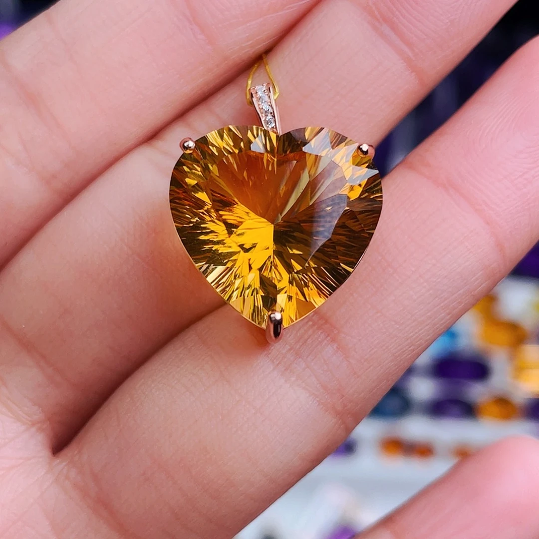 颈饰银S925镶嵌黄晶天然保真