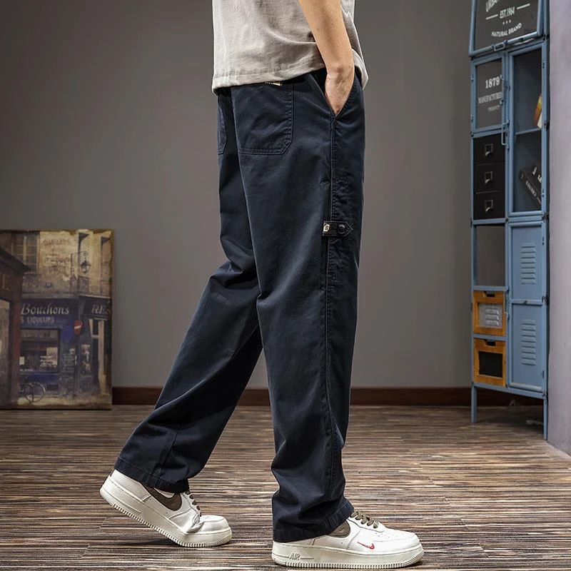 2025春秋新款直筒休闲裤男垂感宽松凉感阔腿长裤美式工装裤潮时尚