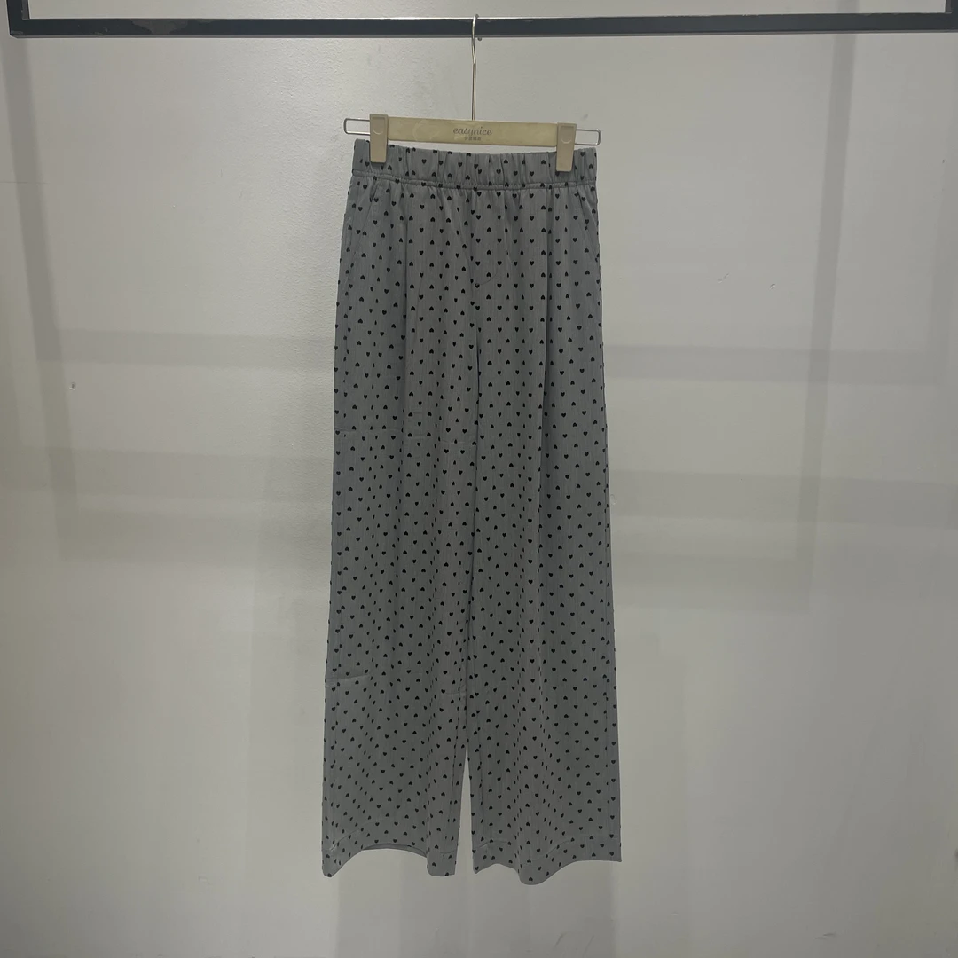 【桃心植绒】休闲百搭宽松显瘦设计感高腰阔腿直筒裤 ZX-3059