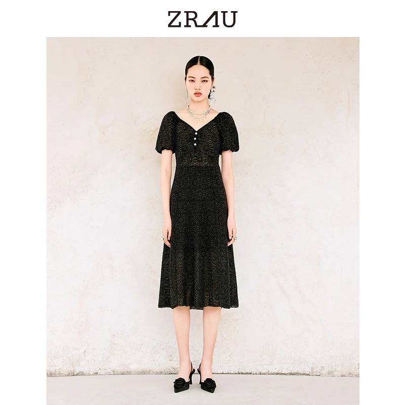 【昕昕严选】ZRAU气质古典银爽丝连衣裙91130321223