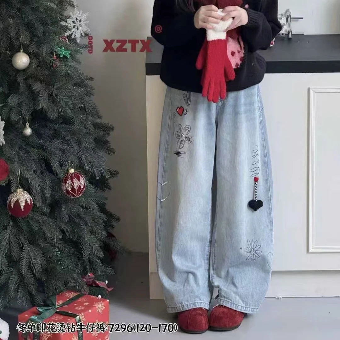 7296童装印花牛仔裤