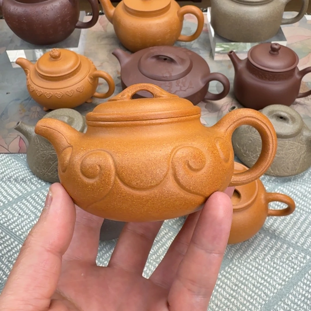 不***壮紫砂茶壶如意仿古 金黄段 170cc