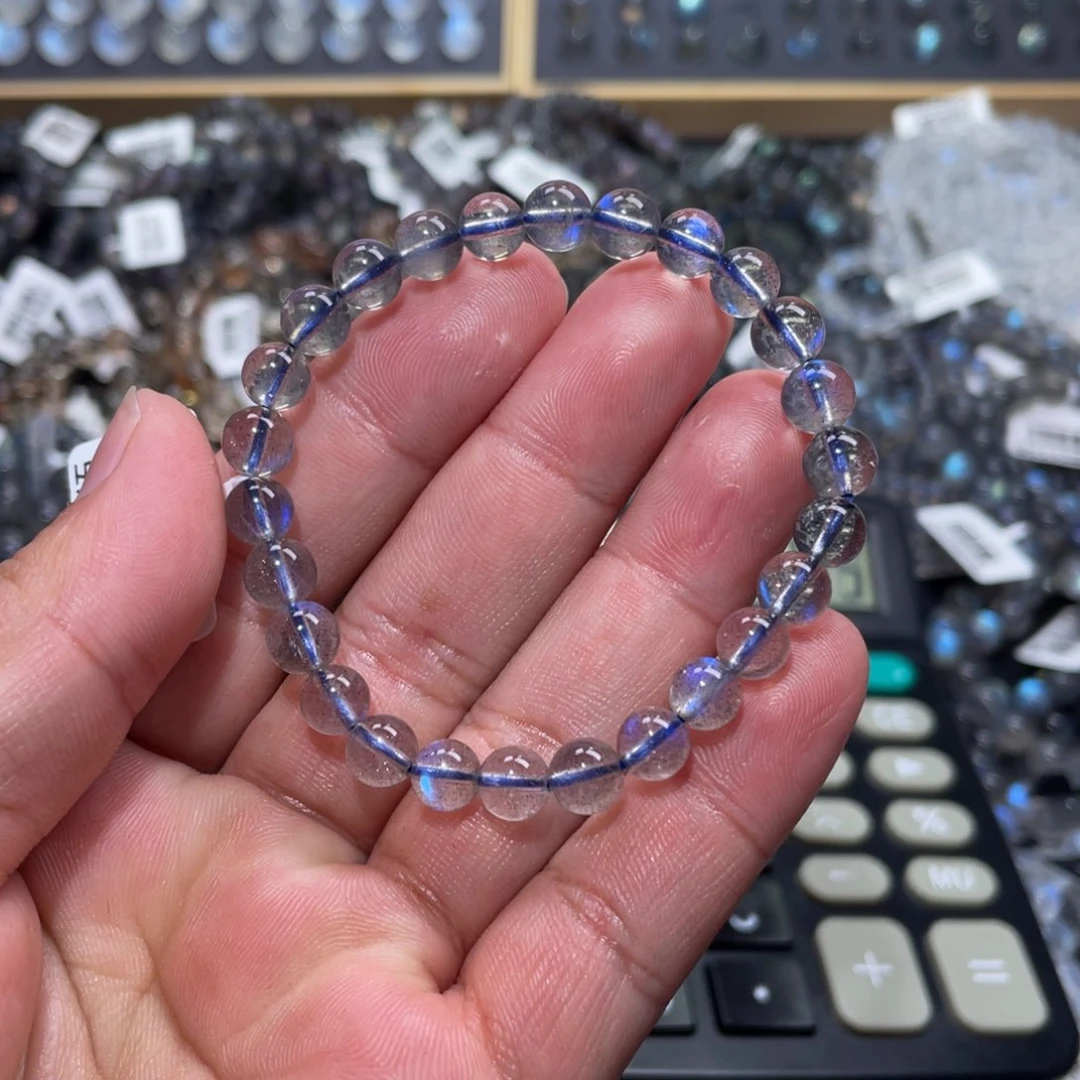 拉长石手链未镶嵌且**语蓝光灰月光手链7m