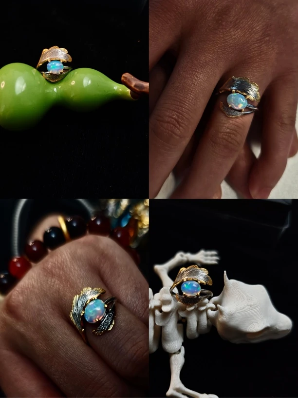 合金戒指 久也家彩色羽毛设计戒指