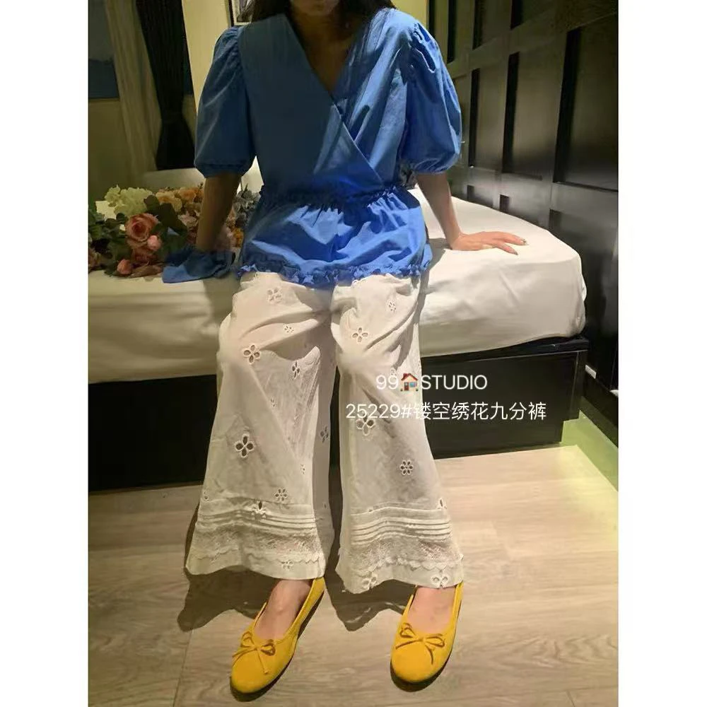 25229新款重工蕾丝花边洞洞裤