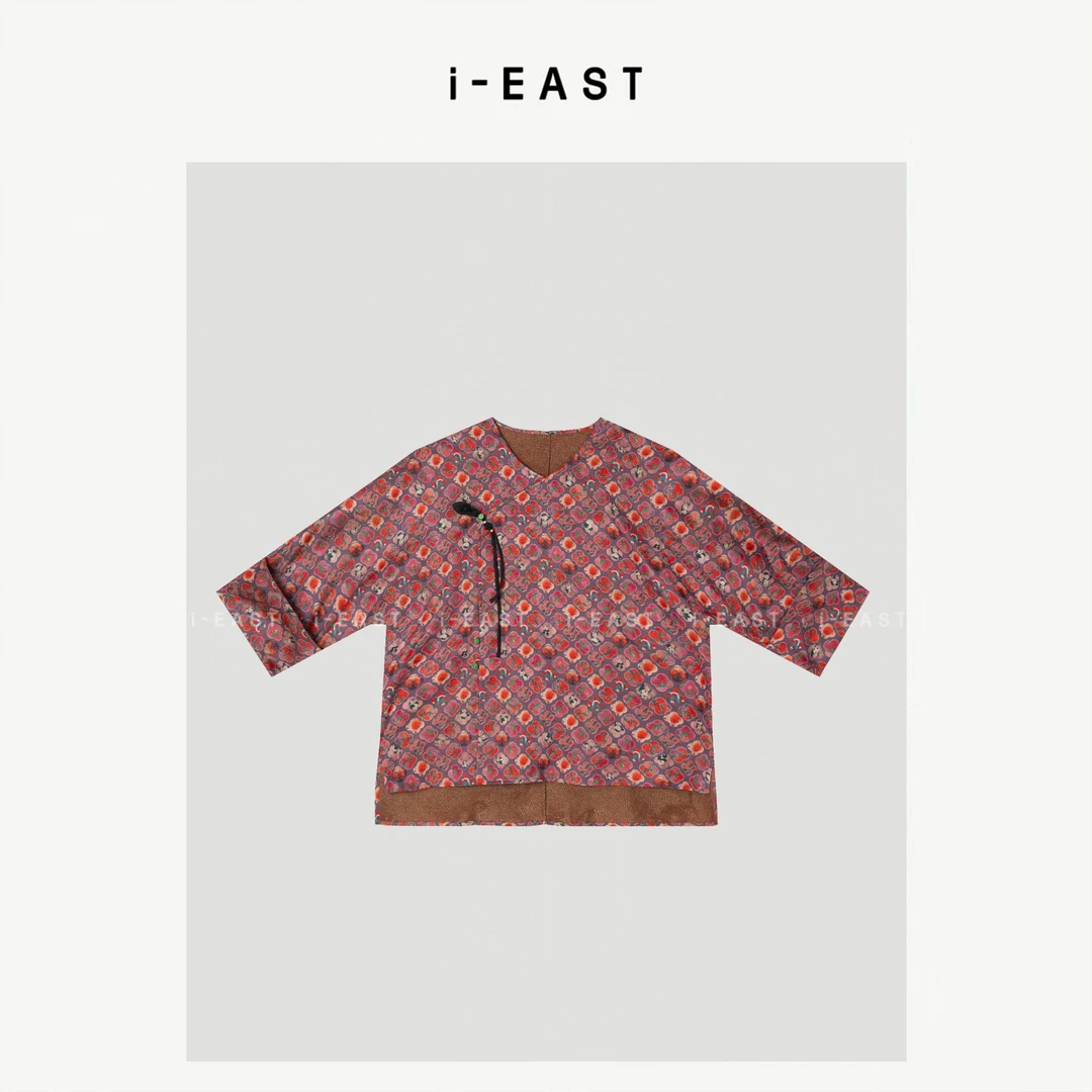 i-EAST 樱吹雪乱~新中式国风小熊猫衬衫上衣-5X GF5551