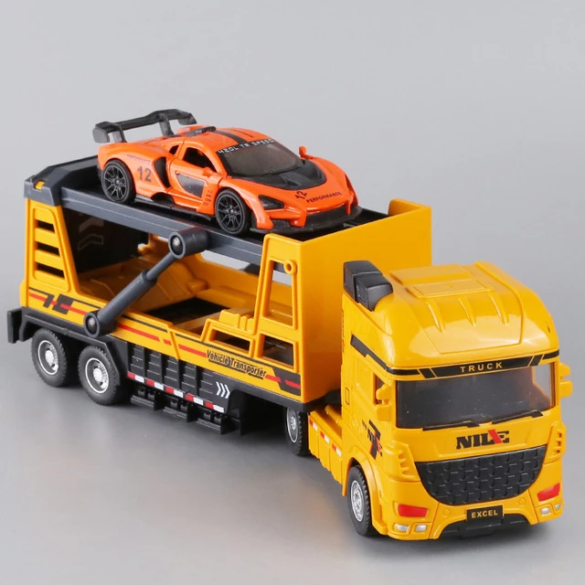 儿童汽车运输拖车玩具大卡车模型惯性耐摔玩具车双层工程车礼物
