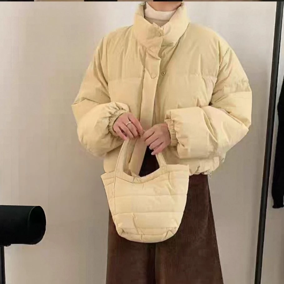 女款2025冬季新款短款ins风格保暖纯色款百搭时尚加厚面包服外套