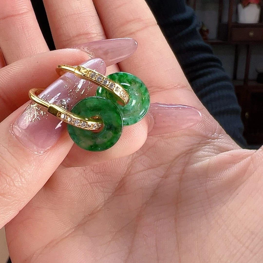 翡翠耳饰银S925镶嵌耳环31