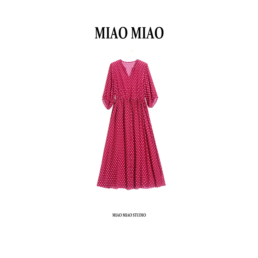 【朱绡点玉】淼淼家H556夏季时尚新中式真丝双绉国风桑蚕丝连衣裙