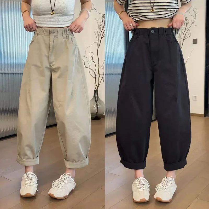 时尚洋气休闲裤子女爆款2025夏季新款时尚炸街薄款弯刀裤小个子潮