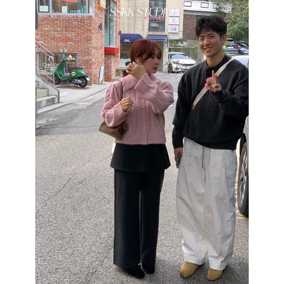 KMZY/KMZY山_山【韩漫身材】微胖韩版冬季真两件屁帘磨毛宽松休闲裤