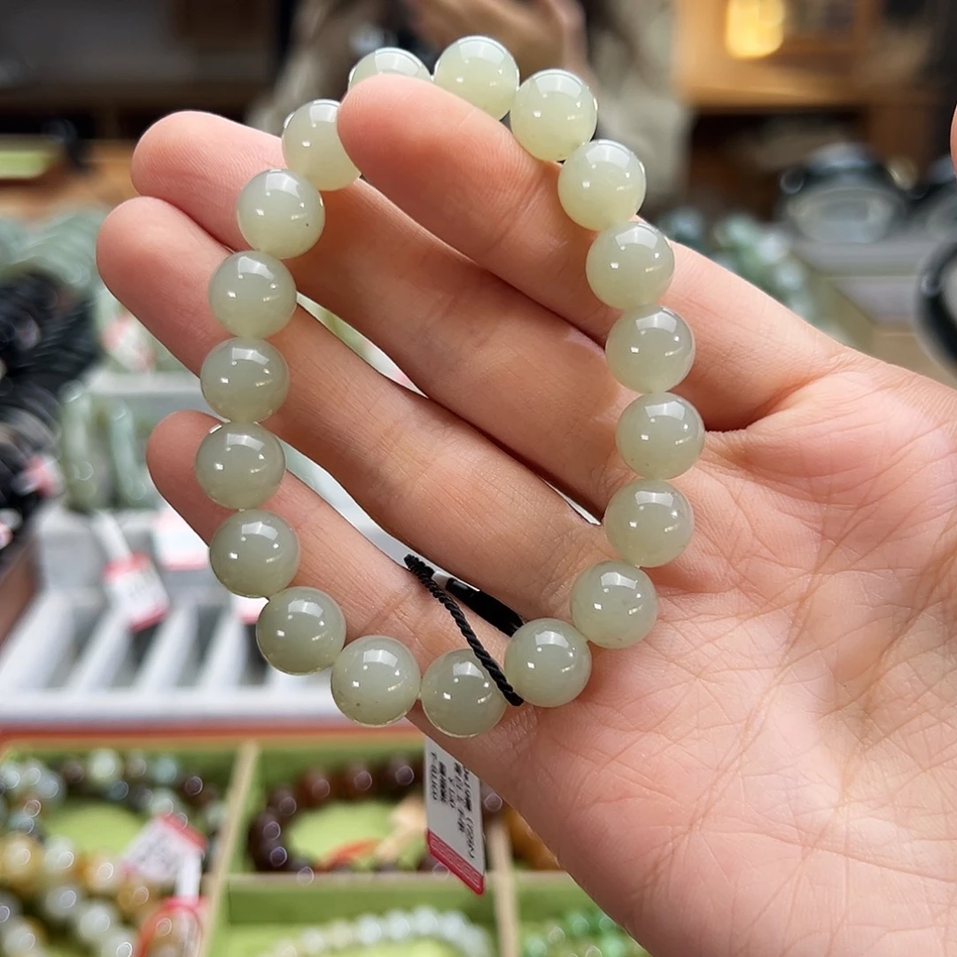 和田玉未镶嵌手串且末料青白玉手串卡10
