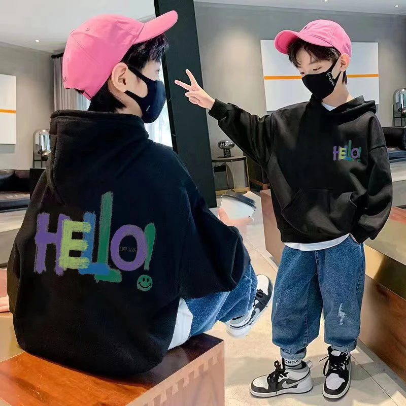 【超柔宝宝绒】中大儿童秋冬连帽卫衣男孩帅气百搭长袖嘻哈风格上衣