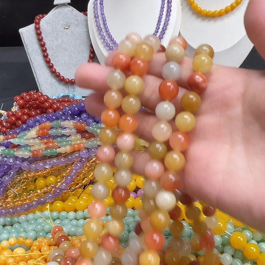 玛瑙/玉髓未镶嵌半成品金丝玉10m散珠