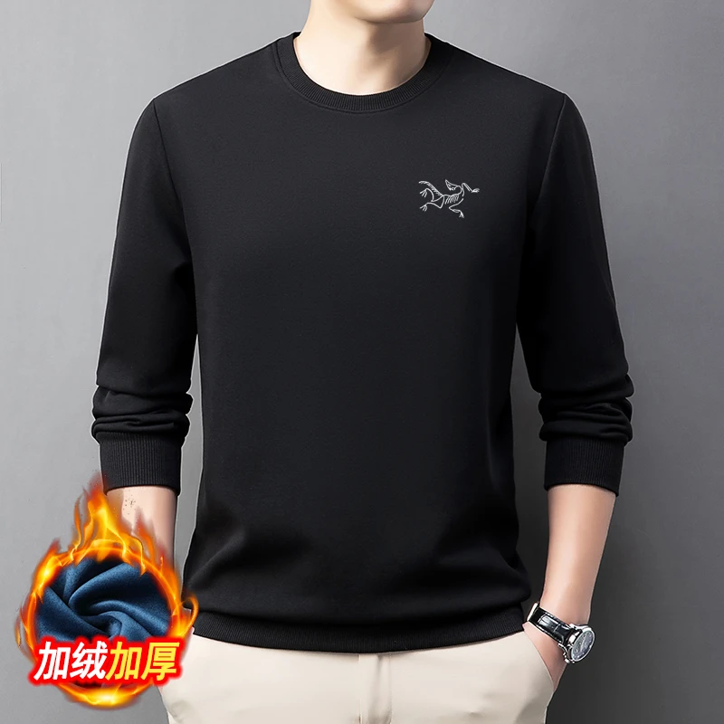 【专柜同款】刺绣鸟秋装新款男加绒加厚长袖卫衣圆领百搭打底衫上衣