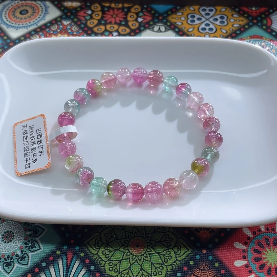 碧玺未镶嵌手链7.3mm左右