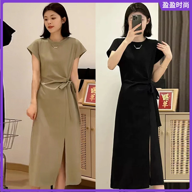 l时尚款式安安赫本风黑色连衣裙子女轻奢2025高级感小个子长裙I