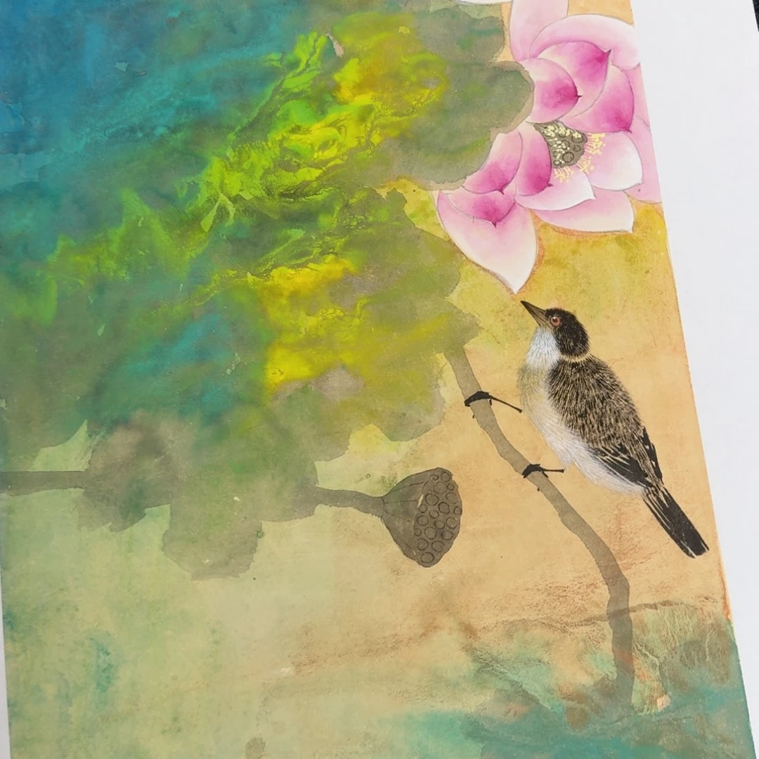 国画纯手绘山水花鸟作品