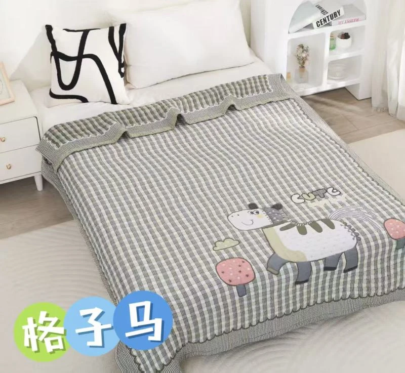 [小尚]150*200单人多巴胺天丝凉感纱布被-格子马