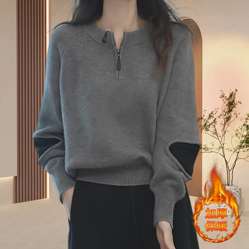 小个子慵懒风高级感毛衣女秋冬新款胖mm宽松遮肚子显瘦内搭针织衫