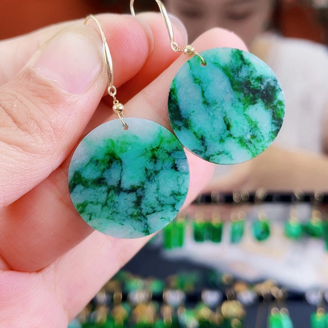 翡翠18K金镶嵌耳饰