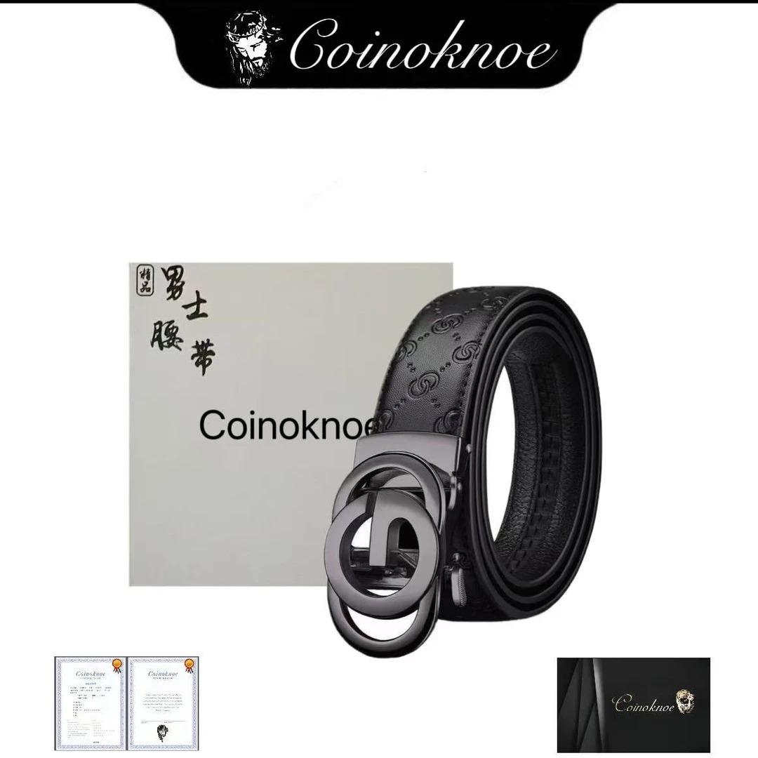 2025HUADING新款男士黑色字母单G合金扣皮带休闲百搭自动扣皮带