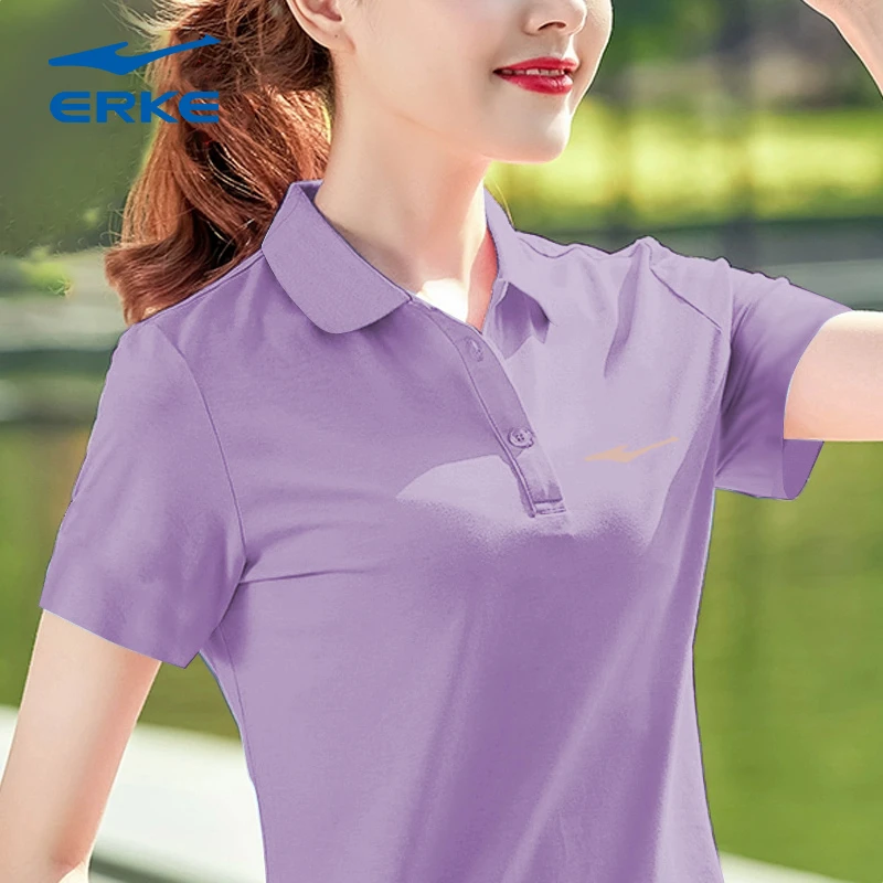 鸿星尔克polo衫女短袖秋季训练透气快干半袖短T女装运动翻领T恤女