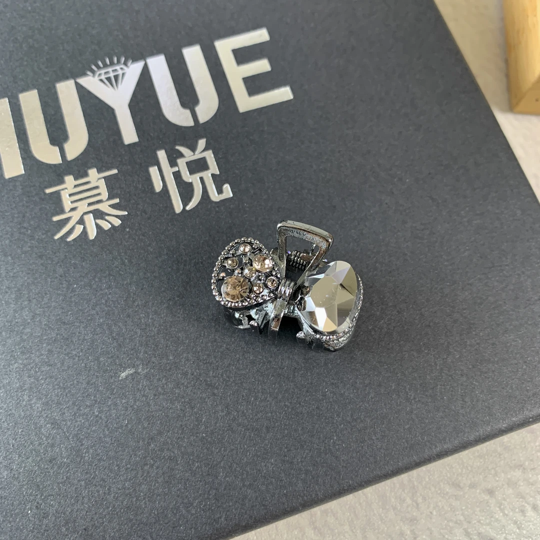 慕悦-【曜石黑】小号满钻2.5cm闪亮高奢侧边夹刘海夹小抓夹6180