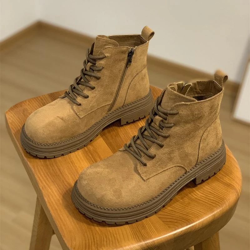 断码特价复古磨砂皮加绒保暖马丁靴女年秋冬季短靴厚底爆款瘦瘦靴