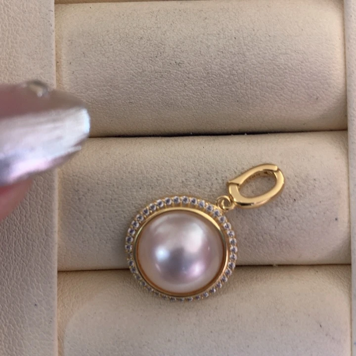 银S925镶嵌颈饰拼合珍珠（马贝珠）