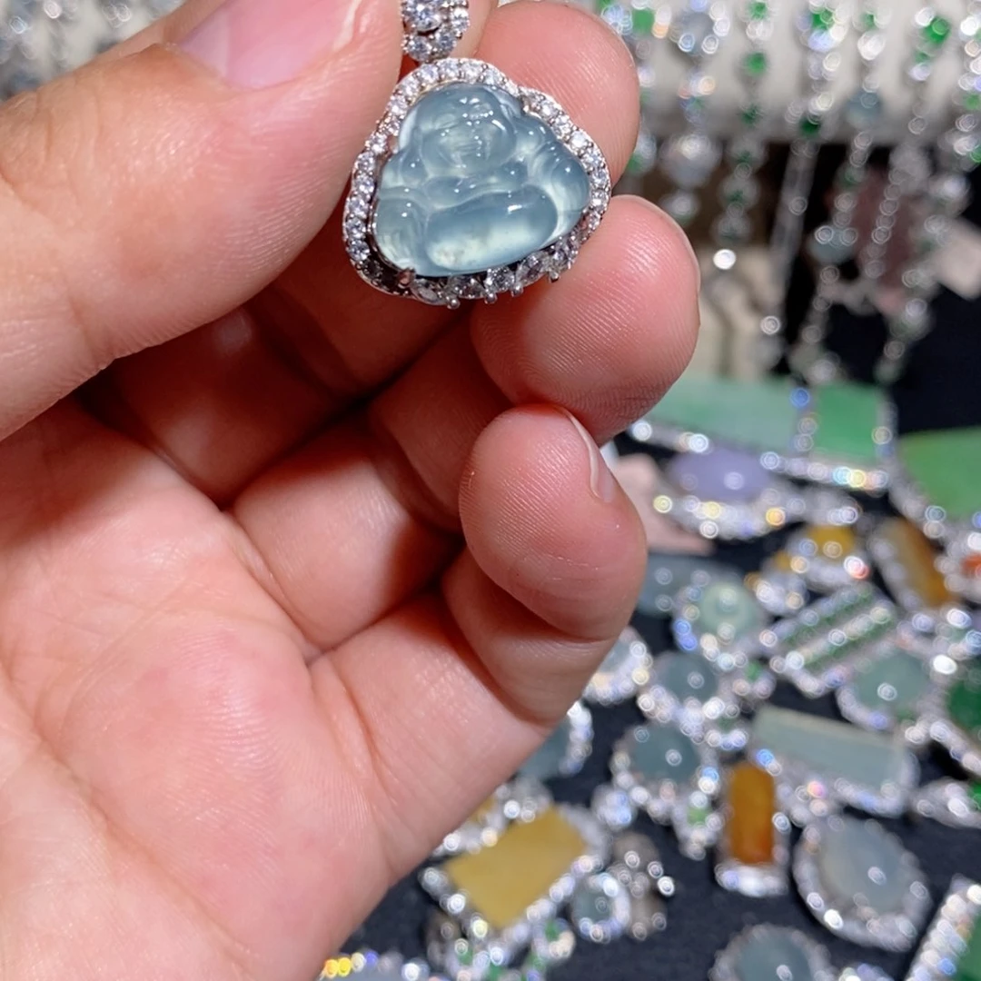 翡翠银S925镶嵌颈饰k j k