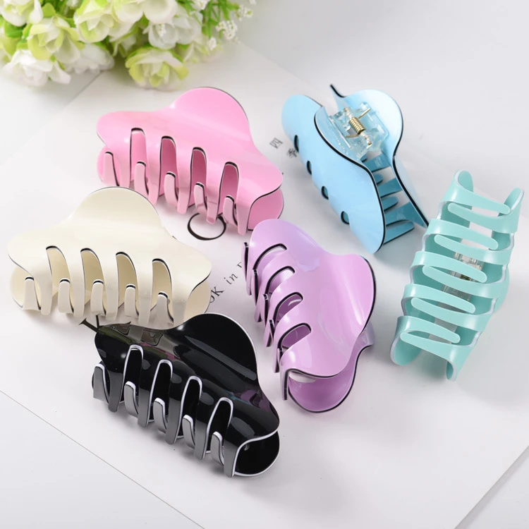 韩版甜美糖果色马尾发卡夹子亚克力中大号盘发抓夹头饰鲨鱼夹发夹