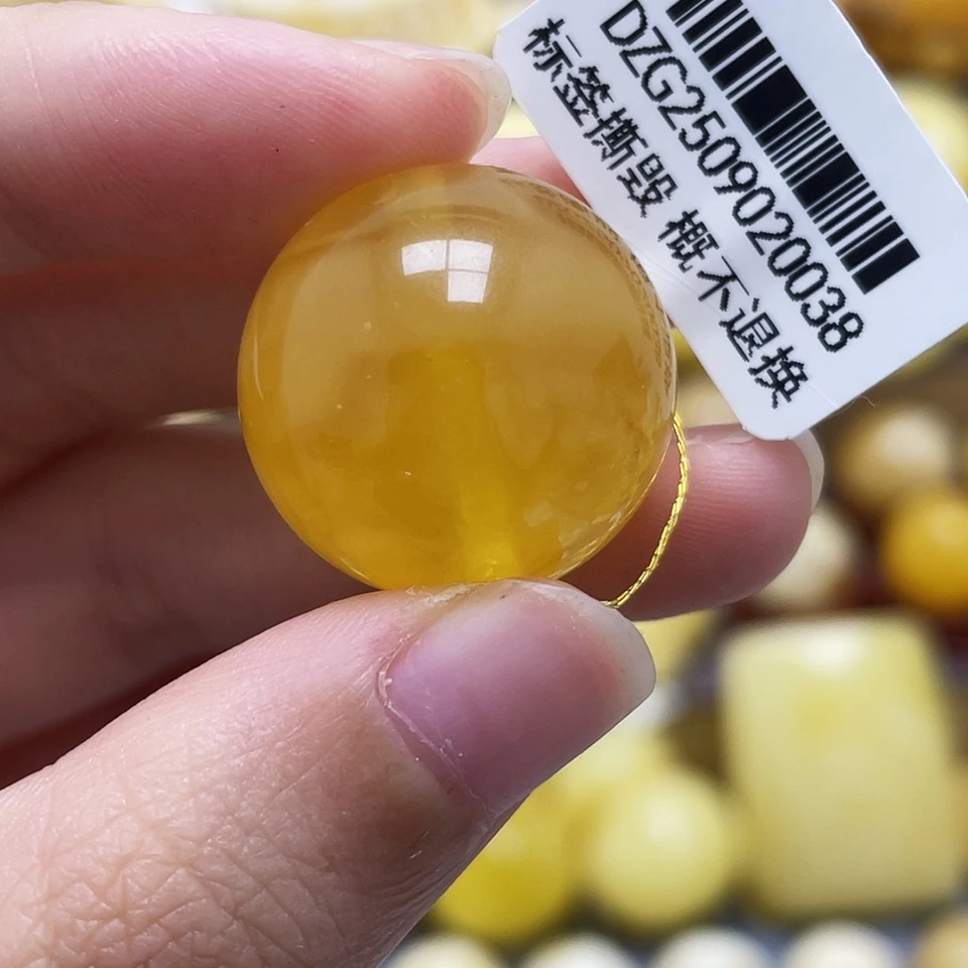 琥珀未镶嵌裸石21mm圆珠瑕