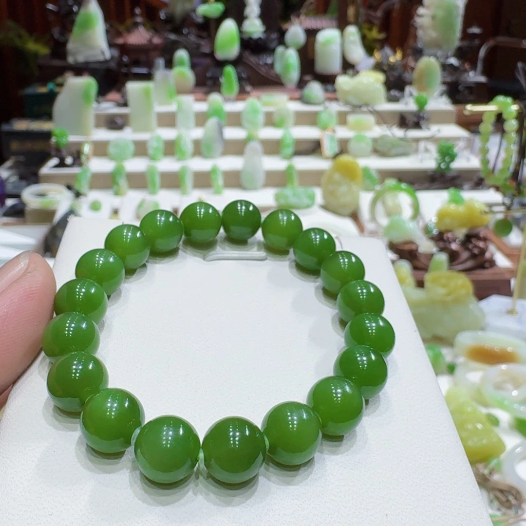 和田玉（碧玉）未镶嵌颈饰和田玉碧玉卡10手串