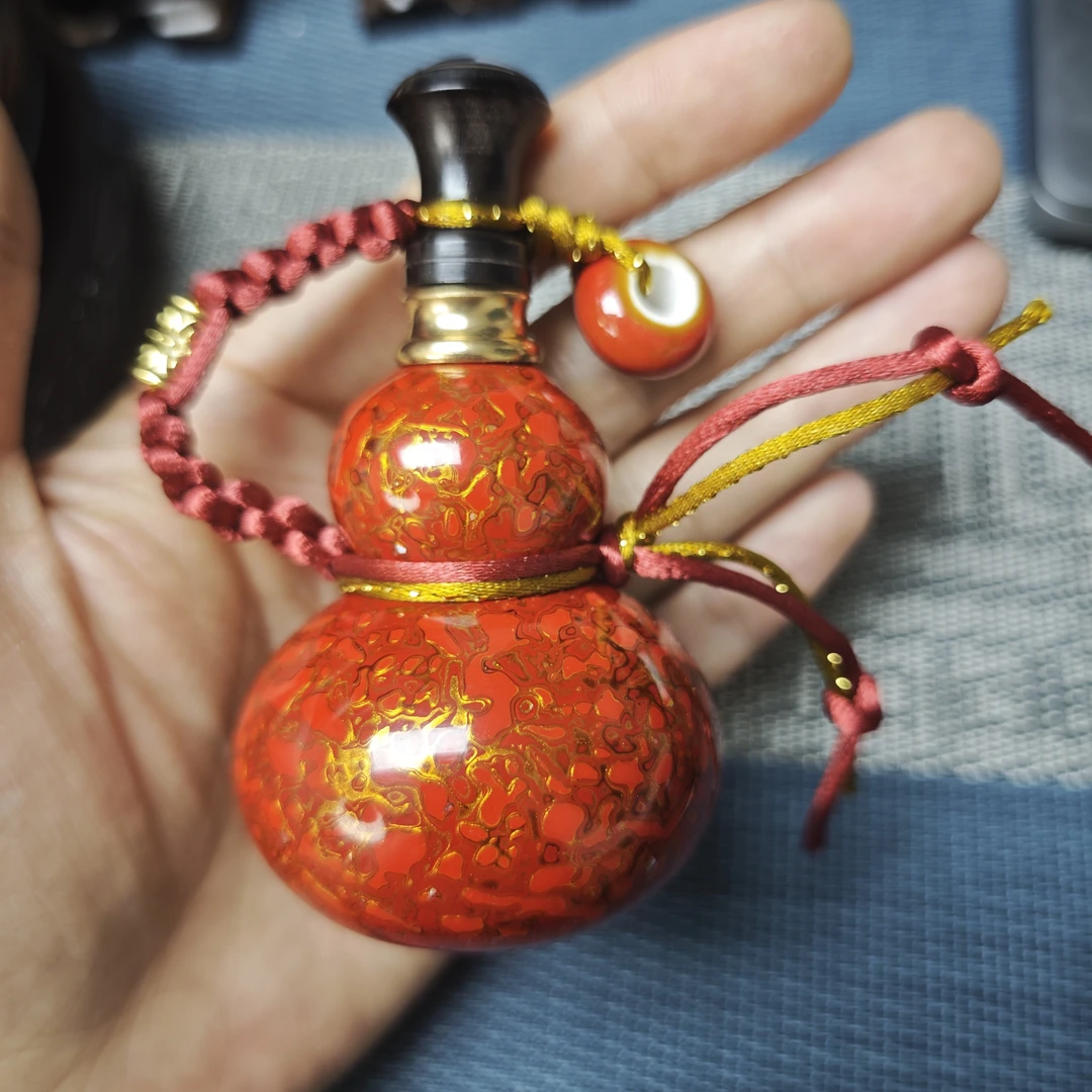 非遗内外大漆手捻天然小葫芦犀皮螺钿髹漆工艺50ml（颜色随缘发）