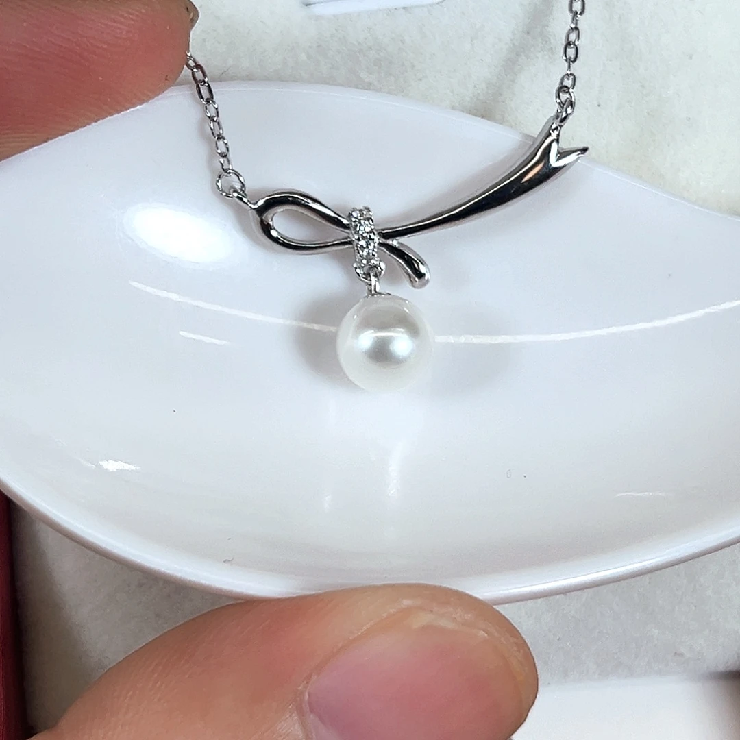 淡水珍珠银S925镶嵌颈饰
