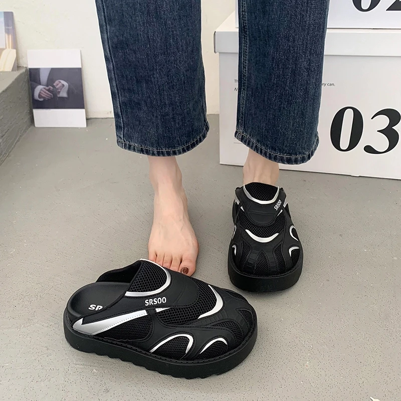 透气勃肯包头半拖鞋女夏外穿2025新款超火一脚蹬办公室上班懒人鞋