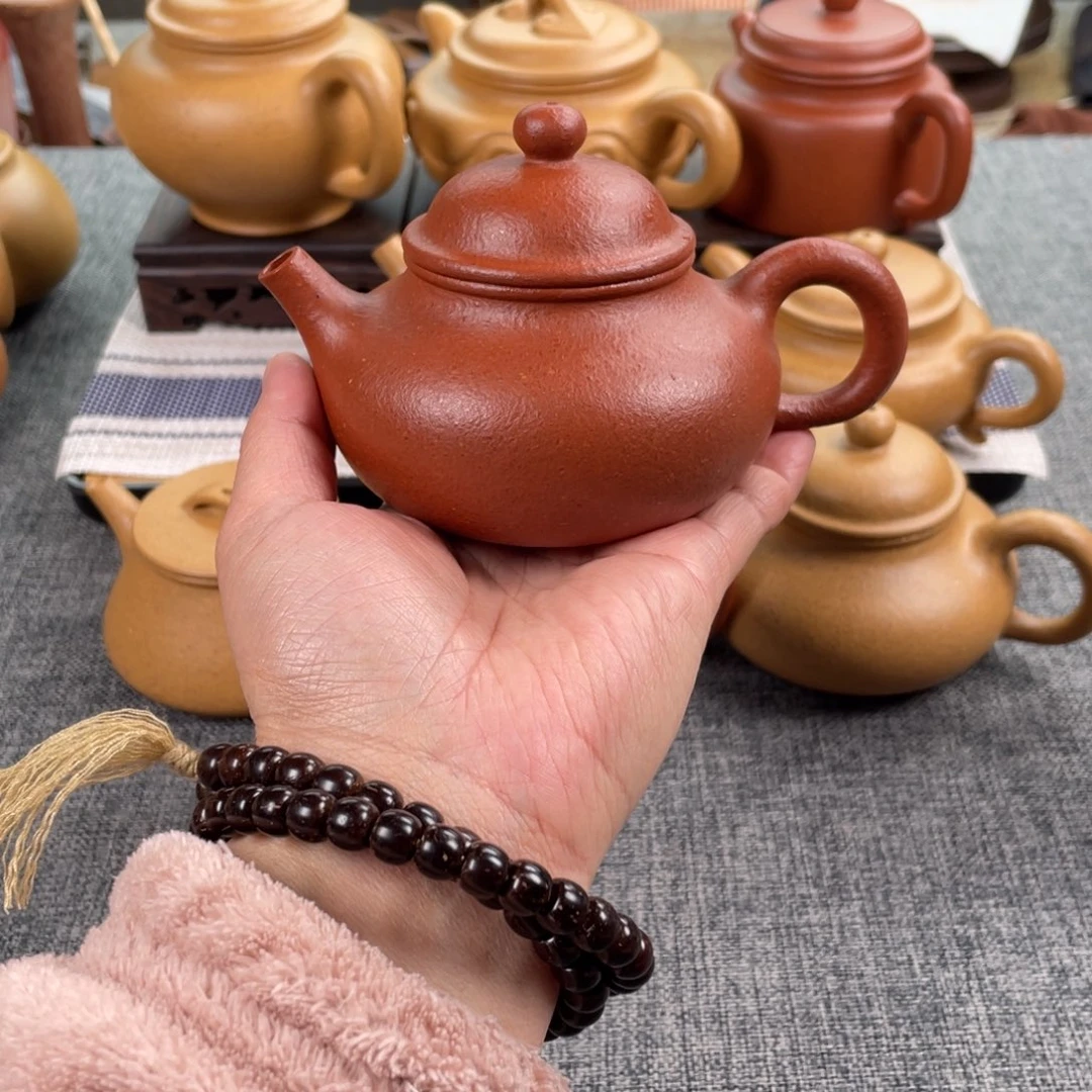 紫砂茶壶红降坡容天全手纯红20目160