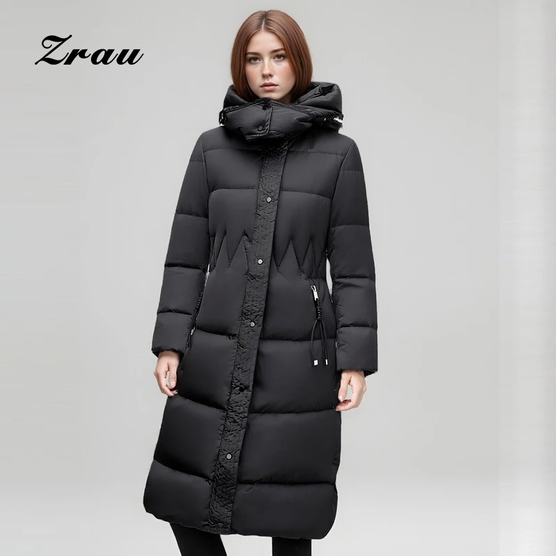 ZRAU高级感御寒长款翻领中长款羽绒服91120341137