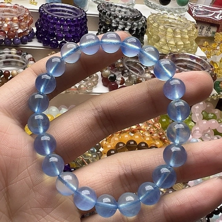 合成（培育）蓝宝石足金镶嵌手链