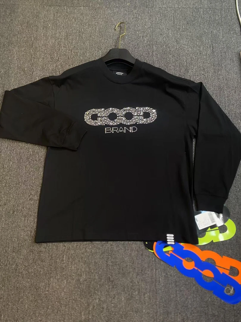 GOODBRAND轻奢潮牌金属贴片长袖T恤男女情侣装宽松休闲上衣打底衫