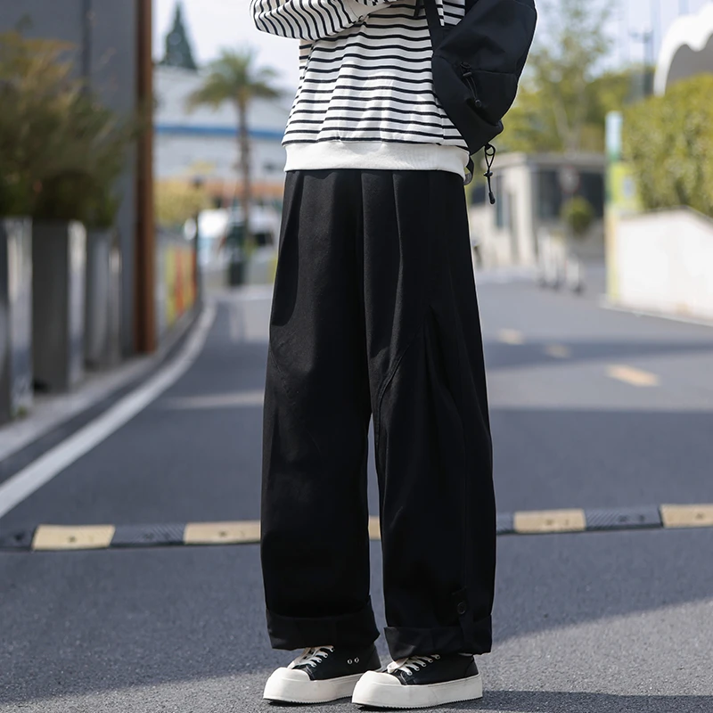 跨境外贸美式复古微喇工装裤男款春秋季美拉德高街裤子直筒牛仔裤