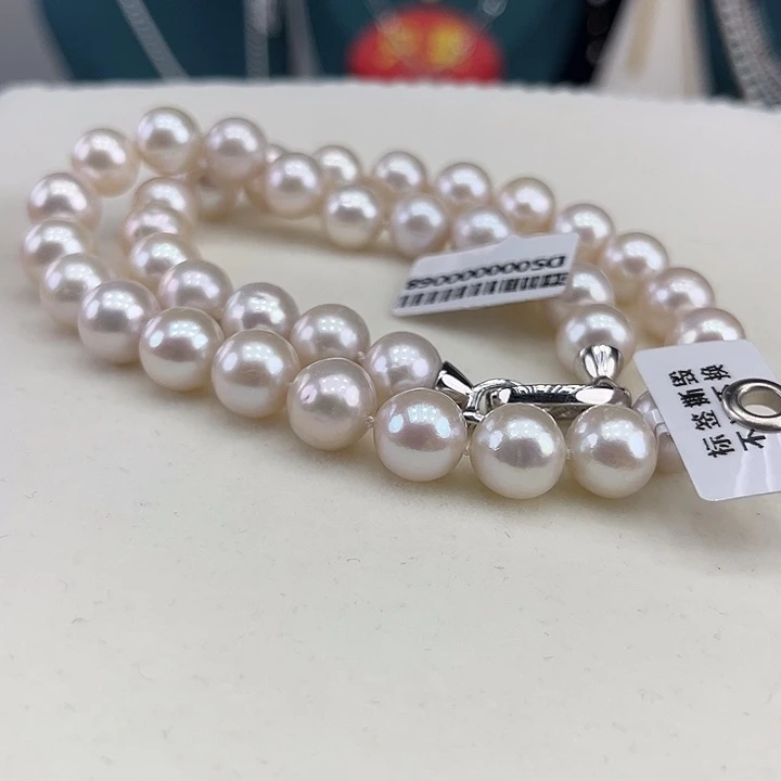 淡水珍珠银S925镶嵌颈饰10-11极光曼塔玫瑰高品